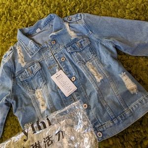 Blue Jean Distressed Jacket, Size Medium
